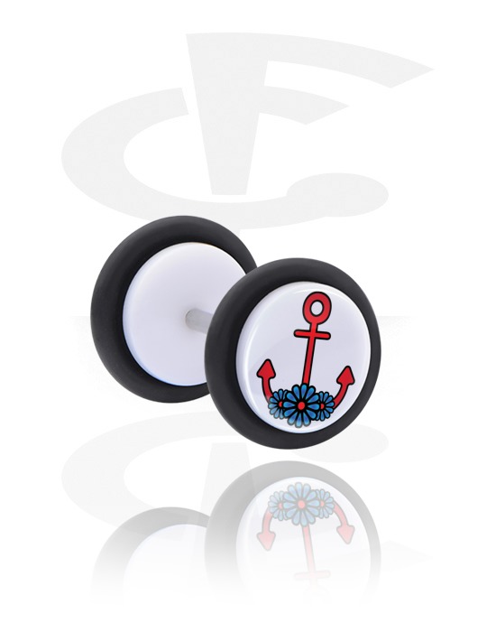 Fake Piercings, Fake Plug with anchor design, Acrylic