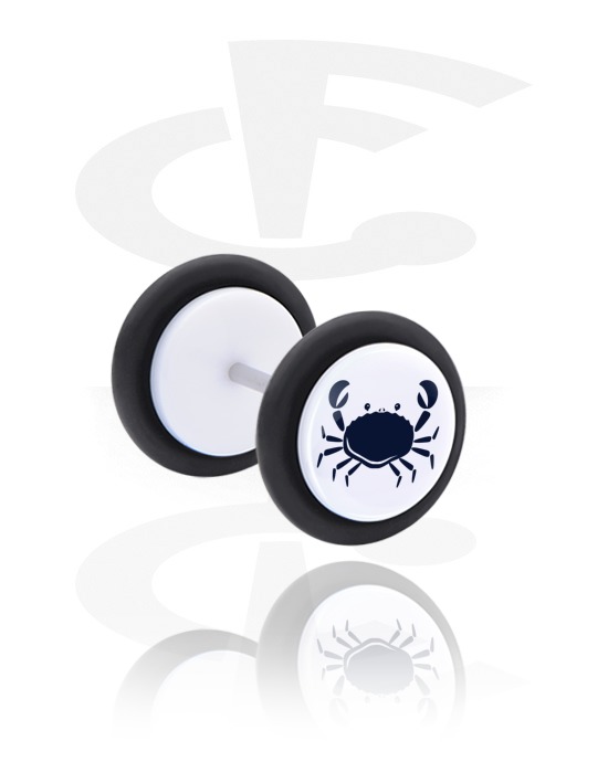 Fake Piercings, Fake Plug with crab design, Acrylic