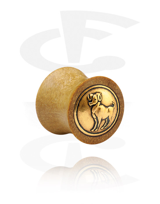 Tunnels & Plugs, Double Flared Plug with gold-plated Inlay, Wood