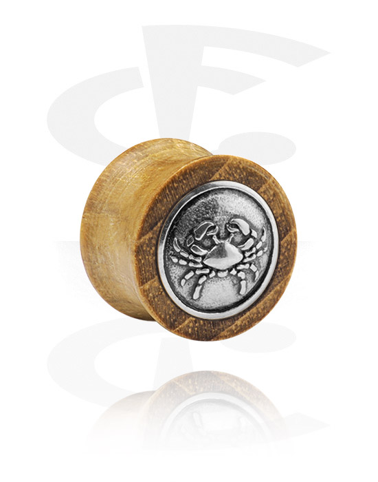 Tunnels & Plugs, Double flared plug (wood) with steel inlay "crab", Wood