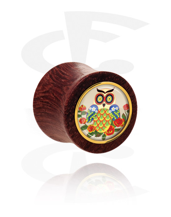 Tunnels & Plugs, Double flared plug (hout) met Uildesign, Mahogany