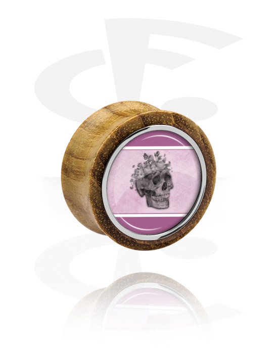 Tunnels & Plugs, Double Flared Plug with steel inlay, Beech Wood