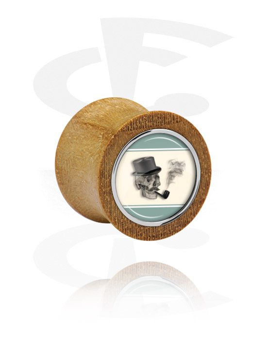 Tunnels & Plugs, Double Flared Plug with steel inlay, Beech Wood