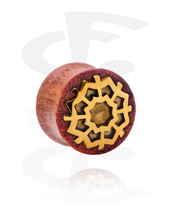 Tunnels & Plugs, Double flared plug (hout) met staal accessoire, Mahogany