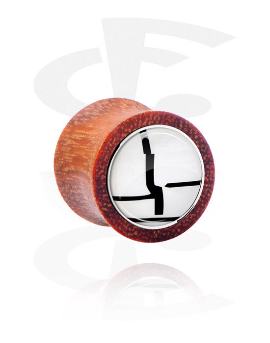 Tunnels & Plugs, Double flared plug met staal accessoire, Mahogany