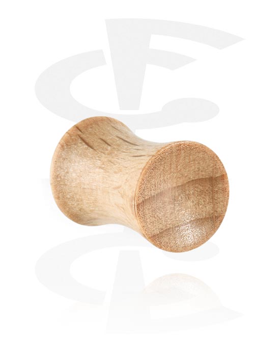 Tunnlar & Pluggar, Double flared plug (wood) med concave front, Trä