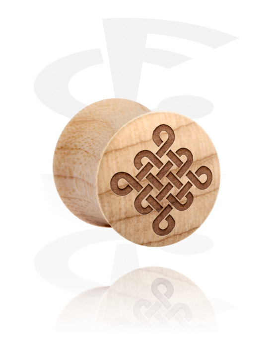 Tunnels & Plugs, Double flared plug (wood) with laser engraving "geometric", Wood
