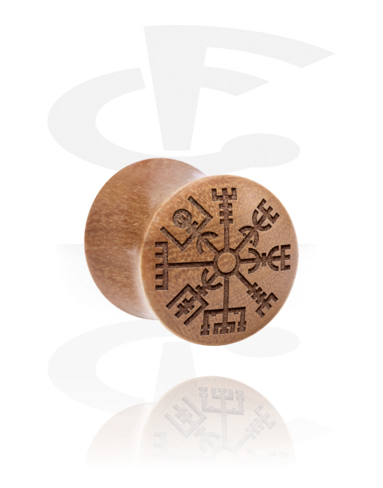 Tunnels & Plugs, Double flared plug (wood) with laser engraving, Wood