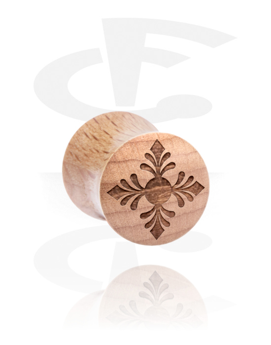 Tunnels & Plugs, Double flared plug (wood) with laser engraving, Wood