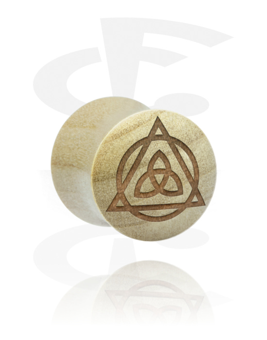 Tunnels & Plugs, Double flared plug (wood) with laser engraving "triangle", Wood