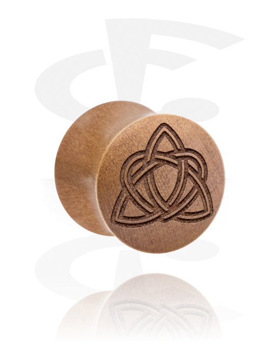 Tunnels & Plugs, Double flared plug (wood) with laser engraving "geometric", Wood