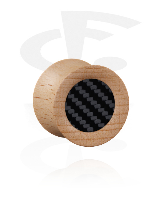 Tunnels & Plugs, Double flared plug (wood) with black inlay, Beech Wood