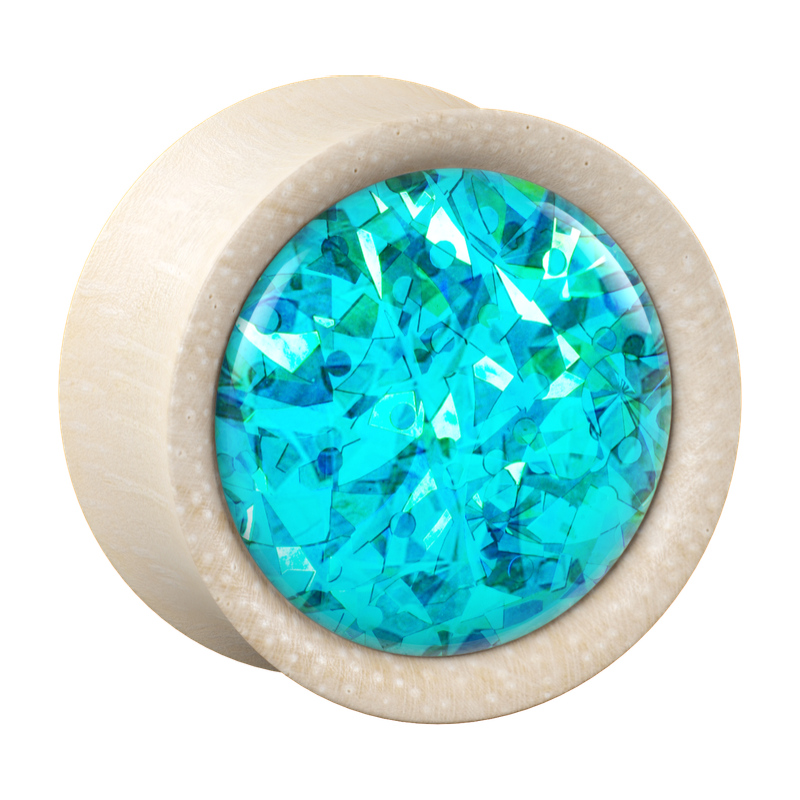 Plug double flared (bois) avec incrustation brillante en différentes couleurs Bois Tunnels & Plugs