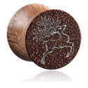 Tunnels & Plugs, Double flared plug (wood) with laser engraving, Mahogany Wood
