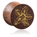Tunnels & Plugs, Double flared plug (wood) with laser engraving, Mahogany Wood