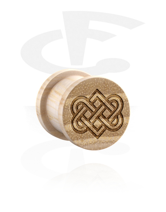 Tunnels & Plugs, Ribbed Plug with Nordic Runes, Wood