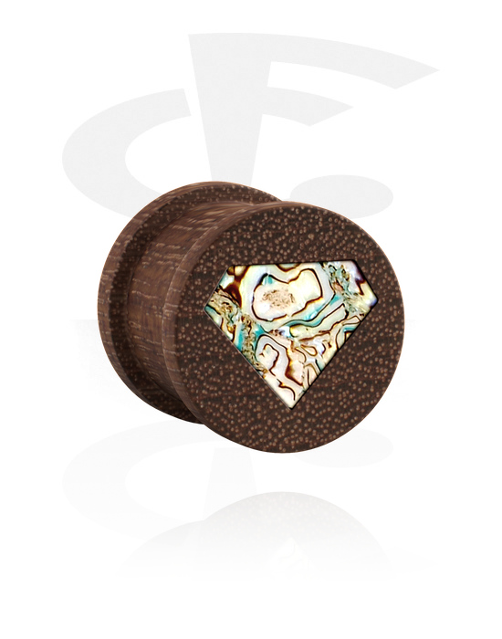 Tunnels & Plugs, Ribbed plug (wood) with diamond design in various patterns, Wood