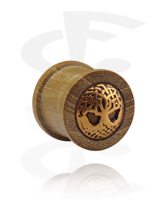 Tunele & plugi, Żebrowany plug (drewno) z stalową wstawką „drzewo”, Drewno