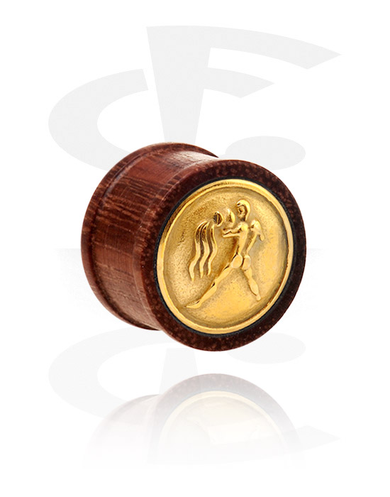 Tunneler & plugger, Ribbed Plug with gold-plated Inlay, Wood