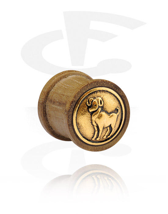 Tunneler & plugger, Ribbed Plug with gold-plated Inlay, Wood