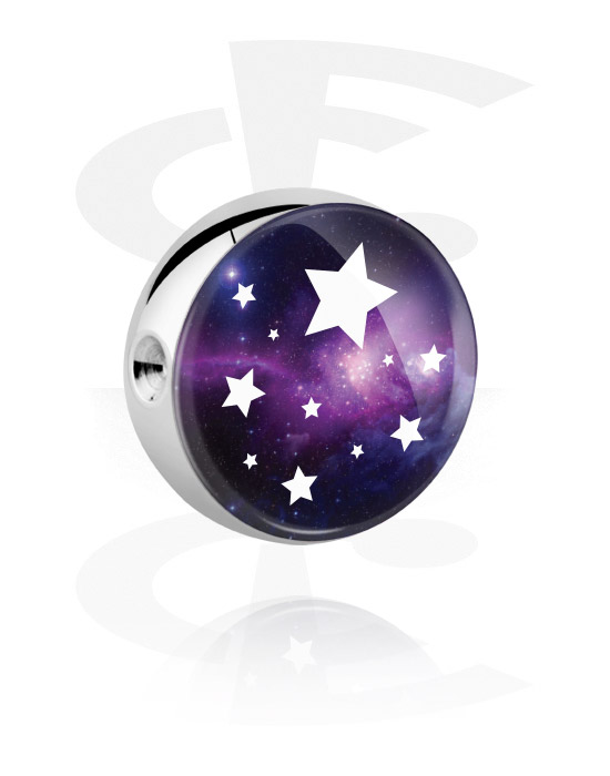 Boules, barres & plus, Boule pour ball closure ring (acier chirurgical, argent, finition brillante) avec motif étoile, Acier chirurgical 316L