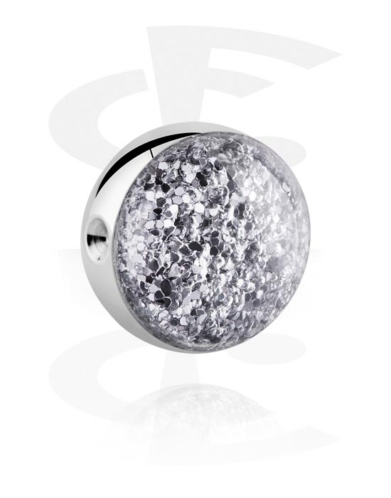 Kuler og staver ++, Kule for kuleringer (kirurgisk stål, sølv, skinnende finish) med Glitterdesign, Kirurgisk stål 316L