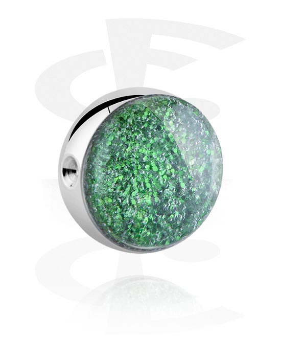 Bolas, barras & mais, Bola para ball closure rings (aço cirúrgico, prata, acabamento brilhante) com design glitter, Aço cirúrgico 316L