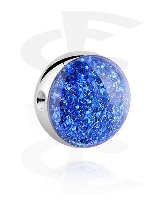 Kulor, stavar & mer, Ball for ball closure rings (surgical steel, silver, shiny finish) med glitterdesign, Kirurgiskt stål 316L