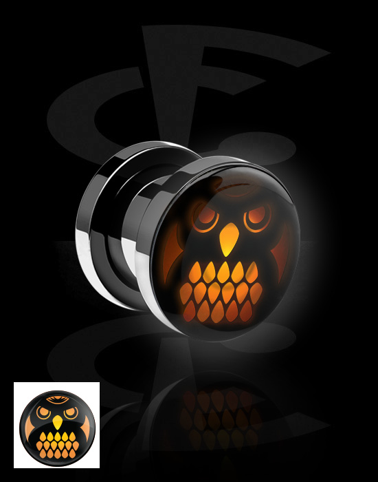 Tunnels & Plugs, LED Plug with Halloween design, Surgical Steel 316L