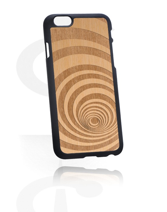Phone cases, Mobile Case with Wooden Inlay and Lasered Engrave, Plastic, Elm Wood
