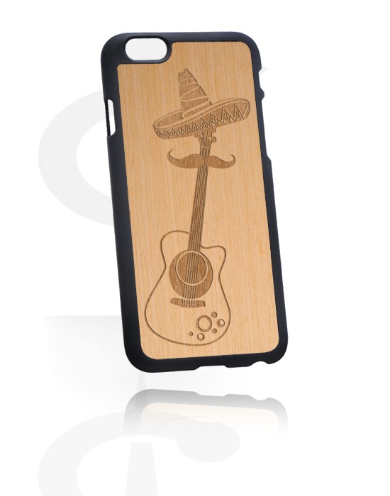 Phone cases, Mobile Case with Wooden Inlay and Lasered Engrave, Plastic, Elm Wood