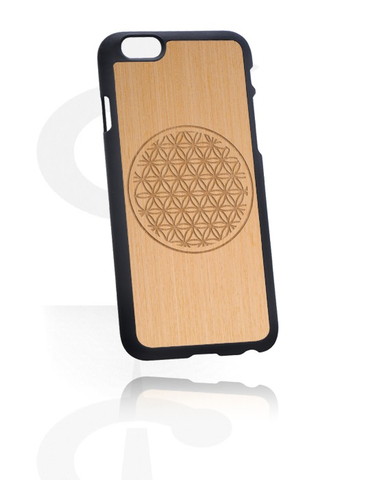 Phone cases, Mobile Case with Wooden Inlay and laser engraving, Plastic, Elm Wood