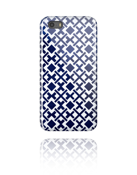 Handyhüllen, Handyhülle mit marineblauem Mosaik-Design, Kunststoff