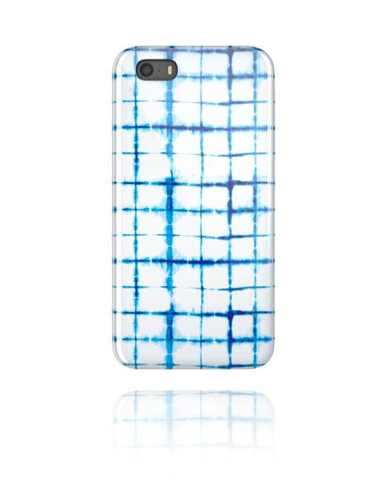 Mobildeksler, Mobildeksel med blått batikk tie-dye design, Plast