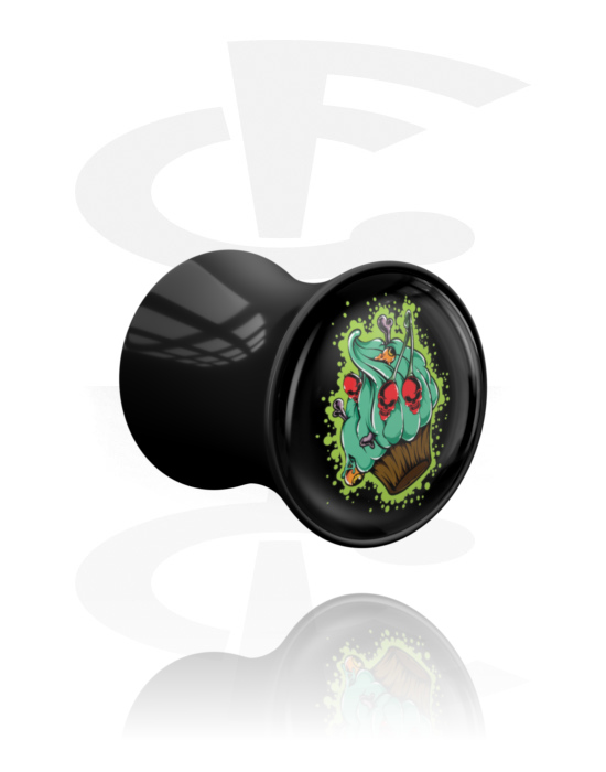 Tunneler & plugger, Dobbeltformet plugg (akryl, svart) med muffinsdesign, Akryl