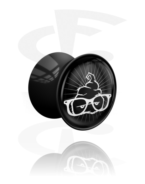 Tunneler & plugger, Dobbeltformet plugg (akryl, svart) med Crapware-design, Akryl