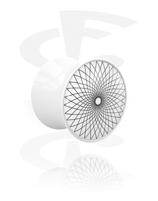 Tunnelit & plugit, Kaksinkertainen flared-plugi (akryyli, musta) kanssa geometrinen design, Akryyli