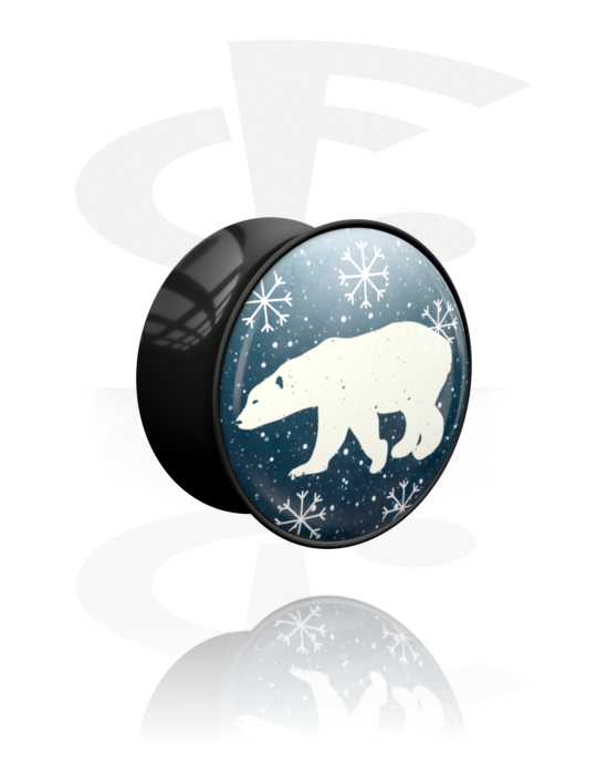 Tunnels & Plugs, Double Flared Plug with Winter Design, Acrylic