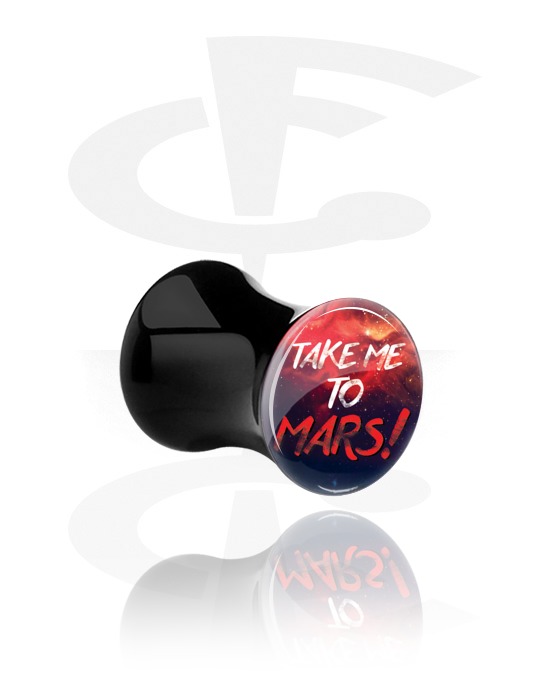 Tunnels & Plugs, Double Flared Plug with Mars design, Acrylic