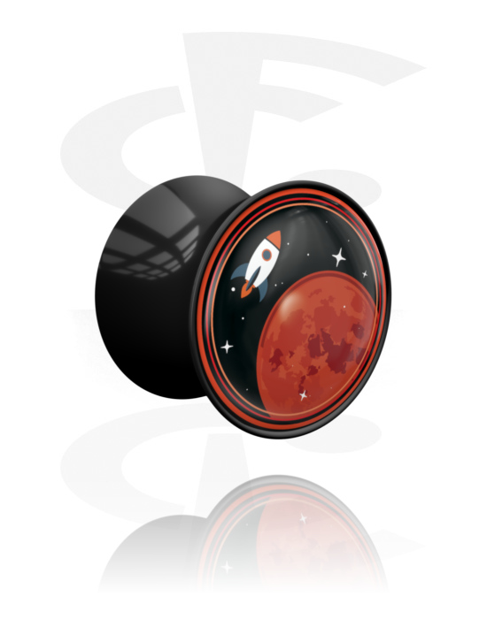 Tunnel & Plugs, Double Flared Plug (Acryl, schwarz) mit Galaxie-Design, Acryl