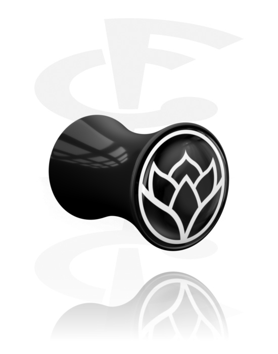 Tunnels & Plugs, Double Flared Plug with Asian Design, Acrylic