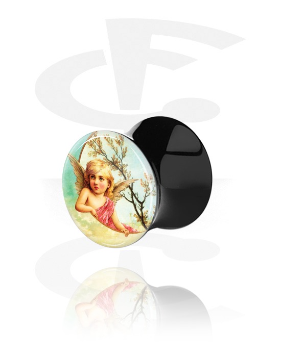 Tunnels & Plugs, Double Flared Plug with Vintage Fairy Design, Acrylic