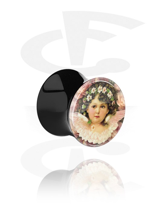 Tunnels & Plugs, Double Flared Plug with Vintage Fairy Design, Acrylic