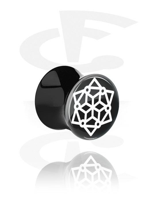 Tunnel & Plugs, Double Flared Plug mit geometrischem Mandala-Design, Acryl