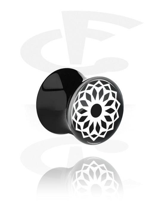 Túneis & Plugs, Double flared plug com design geométrico mandala, Acrílico