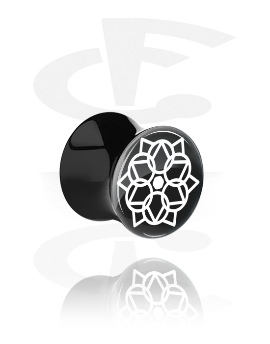 Tunneler & plugger, Dobbeltformet plugg med geometrisk mandaladesign, Akryl