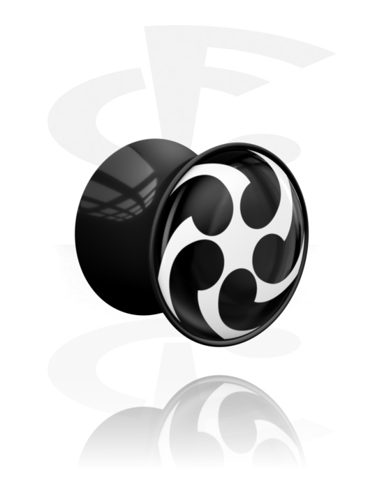 Tunnel & Plugs, Double Flared Plug (Acryl, schwarz) mit Spiralen-Design, Acryl