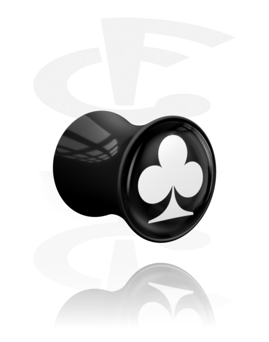 Túneles & plugs, Plug Double Flared (acrílico, negro) con diseño de picas, Acrílico
