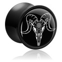 Alagutak és dugók, Double flared plug (acrylic, black) val vel bull skull design , Akril