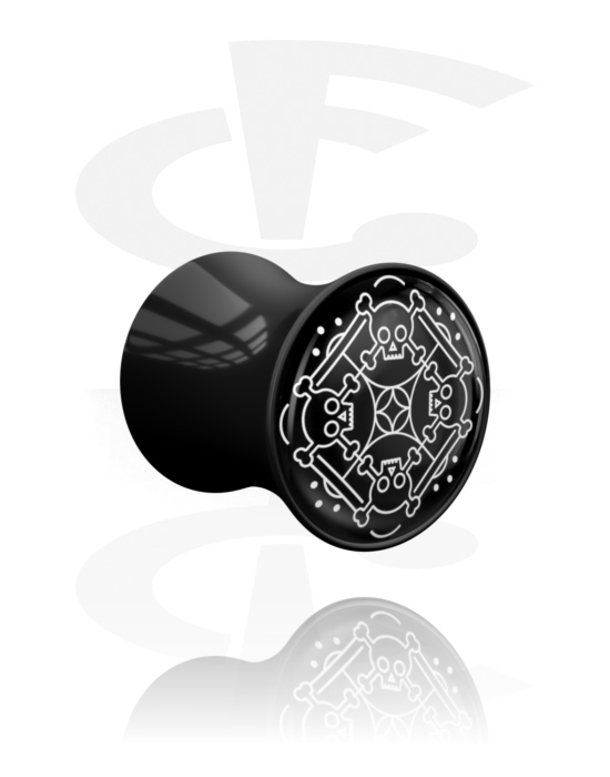 Tunnels & Plugs, Double Flared Plug with Winter Skull Design, Acrylic